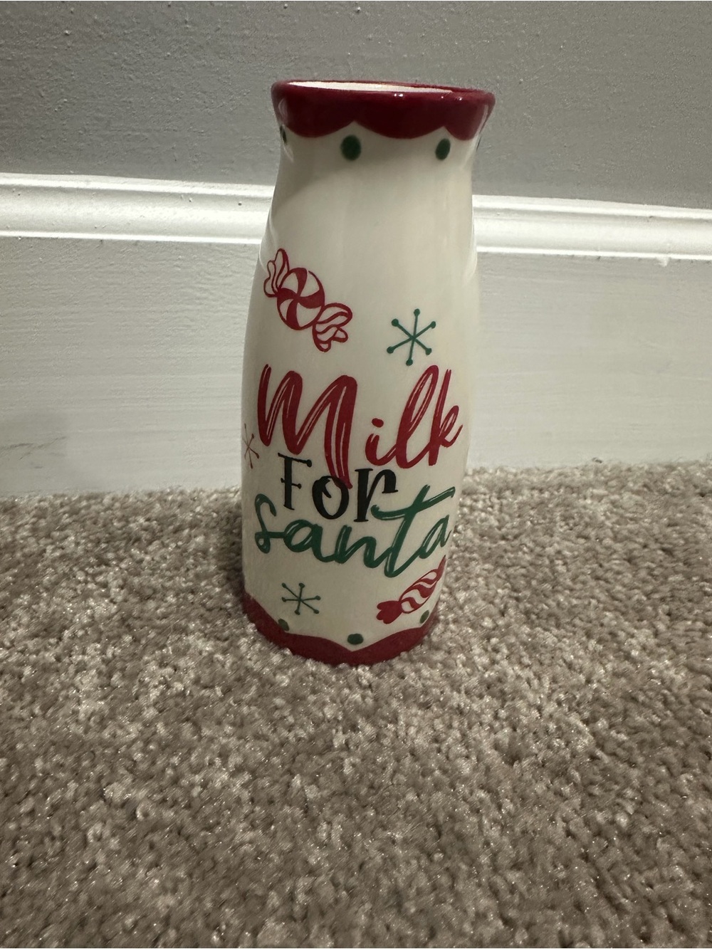 Sleigh Bell Bistro “Milk for Santa” Ceramic Christmas Milk Bottle Vase